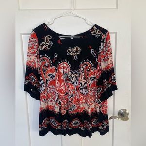 LOFT Medium Black and Red Blouse